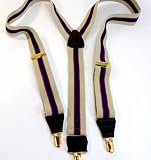 Khaki and Navy Striped Holdup Suspenders