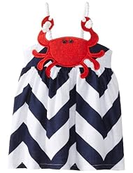 Apparel: Mud Pie Baby-Girls Infant Striped Crab Dress, Blue/Red, 12-18 Months - Mud Pie