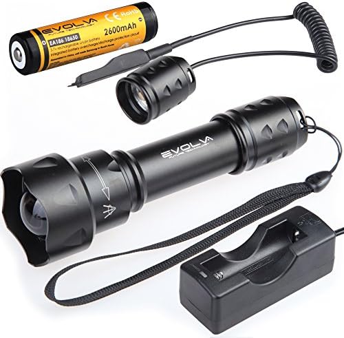 Evolva Future Technology T20 Red LED Rotary Focus Hunting Light Lamp Torch Flashlight (Torch+Battery+Charger+Pressure Switch)