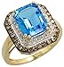 14 Karat Gold Grosser Steinen Ring, mit 0.55 Karat Brilliantschliff Diamanten & 3.45 Karat 10x8mm Smaragdschliff Blau Topas Stein, (16mm) breit