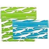Lunchskins Multi-Pack Reusable Sandwich and Snack Bag (Set of 2), Lizard, Green/Blue