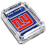 Picture New York Giants Glass Ashtray - Dimensions 3 Inch x 4 Inch - Simulated Black Velvet Botton