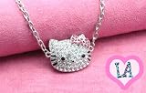 LARGE SILVER CRYSTAL HELLO KITTY FACE PINK NECKLACE
