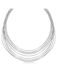 Sterling Silver Rhodium Plated Multi Strand Snake Motif Chain Necklace