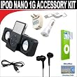 8 pc. Accessory kit for iPod Nano 1g. Includes Black portable stereo speaker w/cable 3-in-1 iPod charging kit (1000mAH) Black Mini soft Earbuds Reusable Pre-Cut Screen Protector and a DBROTH Microfiber Cleaning Cloth