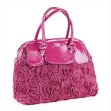 Hot Pink Faux Leather Rosette Handheld Bag AJ25545