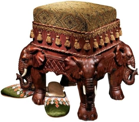 Persian Sultan Elephants Jacquard Sculptural Luxury Upholstered Footstool (Xoticbrands)