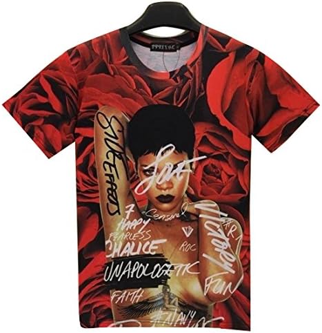 mee Red Rose Rihanna T Shirt Clothing for Men Women (XL)