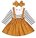 Toddler Girls Outfits 3pcs Baby T-Shirt Clothes Set Girl Floral Jumpsuit+Strap Skirt Outfits (Yellow& D, 0-6 Months)