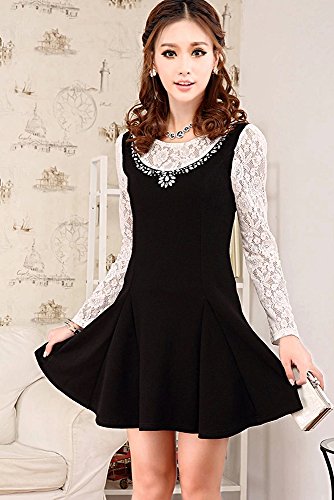 ワンピース ドレス 長袖 レース ミニ カジュアル スイート チュニック セクシー フレア ２次会 エレガンス 花柄 美脚 デート パーティ 秋物 冬物 可愛いスカーフ付き R183