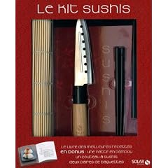 Le kit sushis : Livre de recettes + une natte en bambou, un couteau � sushis et deux paires de baguettes