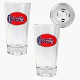 Atlanta Braves 2 Piece Pint Ale Glass Set with Baseball Bottom