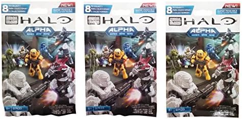 Mega Bloks Halo (3 Packs) Alpha Series Mini Figure Blind Bags (Total of 3 Packs)