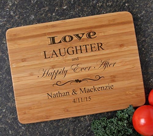 Personalized Cutting Board, Custom Engraved Bamboo Cutting Board Love, Laughter, Happily Ever After Design 26-Personalized Wedding Gift, Bridal Shower Gifts, Housewarming, Anniversary