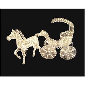 57 Lighted Crystal 3-D Horse and Carriage Christmas Yard Art Decoration