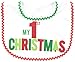 Mud Pie Unisex-Baby My First Christmas Bib-Red