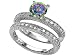 2.05 cttw Sterling Silver 14K White Gold Plated Genuine Round Mystic Topaz Wedding Set - Gold Plated Silver