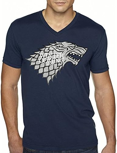 Customized Poly Cotton Comfortable Game Of Thrones Men's T-shirt Navy V-neck