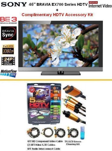 Brand New Sony Bravia KDL 46EX700 Series HDTV 1080p 46 Inch LCD HDTV With Complimentary HDTV Package Kit Includes (2) 6FT Hdmi 1.3B Cables, 6FT Audio Interconnect Cable Screen Cleaner
