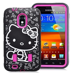 Hot Pink Hello Kitty Hybrid Impact Case For Samsung Galaxy S2 Epic Touch 4G D710