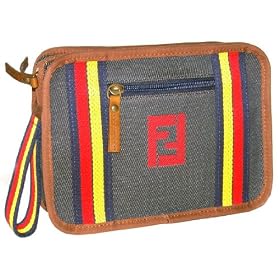 Click here to buy Fendi Small Denim Travel Case with Stripes 7N0054 by Fendi.