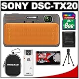 Sony Cyber-Shot DSC-TX20 Shock &amp; Waterproof Digital Camera (Orange) with 8GB Card + Case + Tripod + Accessory Kit