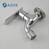 AZOS 水栓・給水部品 蛇口 単一冷水栓 壁付 真鍮製 銀色 PJTB018