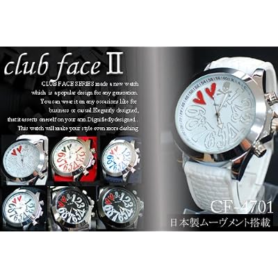 ラバー ＆ メタルバンド　ドクロ ＆ ハート　ユニセックス ウォッチ ◇- clubface -　男女兼用 腕時計 (ブラック(ラバー）)　CF-4701