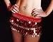 Red Hip Scarf with Gold Coins and Paillettes