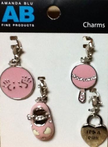 AB Amanda Blu 'It's A Girl' Charms! 4 Top Quality, Metal Charms with Lobster Clasp!