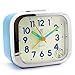 JCC Two Alarm Sound LED Night light Quartz Analog non ticking sweep second hand bedside alarm clock (Blue)