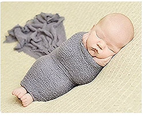 Luxury Stretch Newborn Boy Girl Baby Photography Props Wrap Yarn Cloth Blanket (Grey)