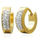 Urban Male 18ct Gold Plated Stainless Steel CZ Set Hoop Earrings