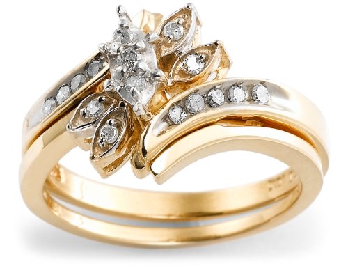 10k Choice of White or Yellow Gold Diamond Bridal Set (1/5 cttw, I-J Color, I2 Clarity)