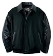 Men's Melton Leather Jacket With Bishop Collar