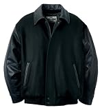 Men's Melton Leather Jacket With Bishop Collar