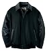 Men's Melton Leather Jacket With Bishop Collar