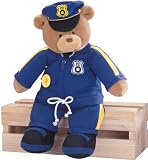 Teach Me Policeman Bear by Gund - This adorable Teach Me Bear measure 16 1/2 inches tall and is surface washable. He's dressed in his Policeman's cap and uniform and your toddler can learn to buckle, tie, button, zip, and touch fasten. Great way to teach children to dress. Poly bagged. All designs copyrighted Gund, Inc.