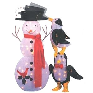 38" Lighted Snowman & Penguin Friends Animated Christmas