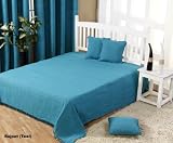 Homescapes - Rajput Ribbed Throw - 90 x 100 Inches - Plain Teal - Handmade 100% Cotton - Suitable for most 3 Seater Sofas - Double King bedspreads - Easy care washable at home