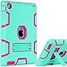 iPad 4 Case,iPad 2 Case,iPad 3 Case,BENTOBEN Kickstand Hybrid 3 In 1 Shockproof High Impact Resistant Heavy Duty Rugged Full Body Protective Case for iPad 2 3 4 Retina, Mint Green & Rose Red