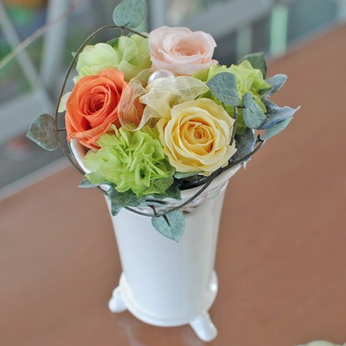花工房花贈り フラワーギフト プリザーブドフラワーWhiteLove〔オレンジミックス〕