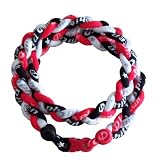 Phiten Triple Braid Necklace - Cardinal Red, Black, White Custom 20 Finished Length