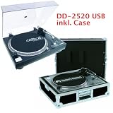 Omnitronic DD-2520 USB DJ Plattenspieler inklusive Rec-Software und Profi Transport Case