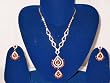 Scintillating Cubic Zirconia Necklace Set Orange Gemstones Jewelry