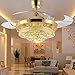 COLORLED Modern Crystal Gold Ceiling Fan Light Kit for Living Room Bedroom Telescopic Fan Chandeliers Lighting Fixture (Gold)