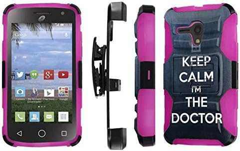 Alcatel one touch pop star 2 nova LTE Case, [NakedShield] [Black/ Hot Pink] Heavy Duty Holster Armor Tough Case - [Keep Calm I am The Doctor] for Alcatel one touch pop star 2 nova LTE