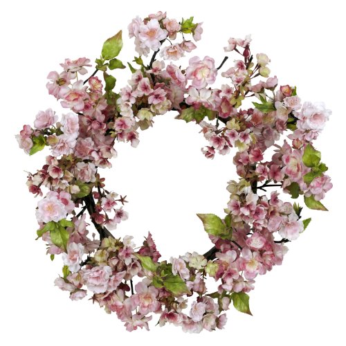 Nearly Natural 4783 Cherry Blossom Wreath, 24-Inch, Pink