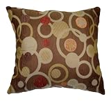 24x24 Brown Crazy Circles Chenille Decorative Throw Pillow Cover with Brown Taffeta Back