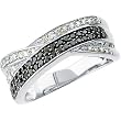14K White Gold Black and White Diamond Ring - 0.50 Ct.